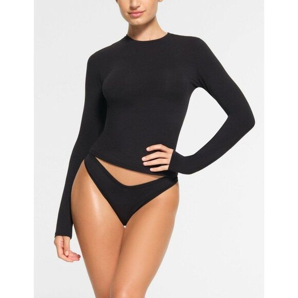 NWT Skims Cotton Jersey Long Sleeve in Soot XXS - Picture 2 of 5